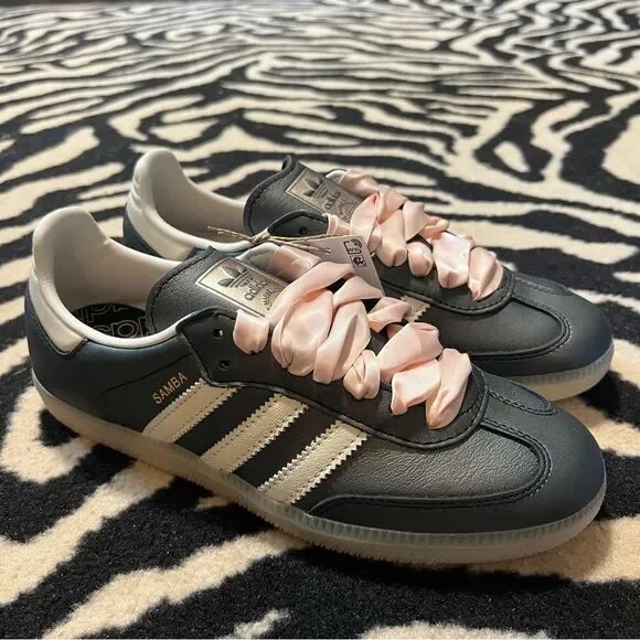 NWT Adidas Samba OG W Sneakers Black Pink Size Women’s 8.5 - Picture 4 of 13